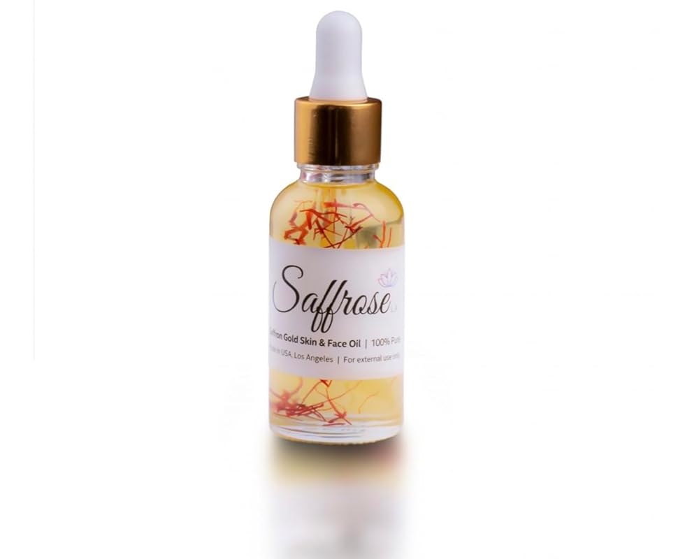 Handmade Saffron Skincare Gift Set, 5pc including Saffron Soap, Bamboo Soap Dish, Saffron Scrub, Saffron & Rose Facial Toner, Facial Oil, & Gua Sha