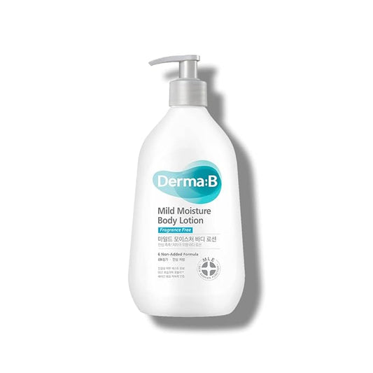 DERMA B Mild Moisture Body Lotion, Fragrance-Free Non-Irritating Body Moisturizer for Dry & Sensitive Skin with Witch Hazel, Unscented Fast-Absorbing Moisturizing Korean Skincare,13.5 Fl Oz,400ml