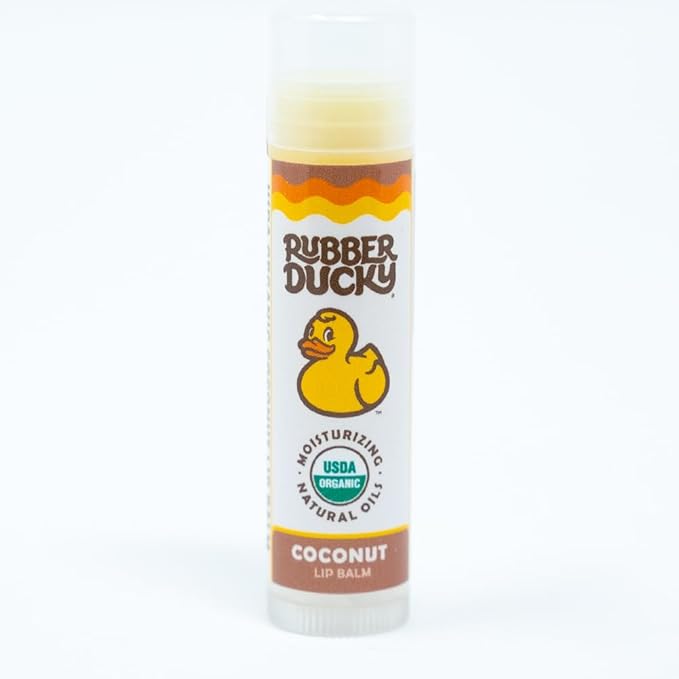 Rubber Ducky Sunscreen - Organic Lip Balm for Women, All Natural Lip Balm Stick with Vitamin E - Moisturizing & Hydrating Lip Balm for Dry Lips - Untinted and Non-Toxic Lip Care - Coconut, 3 Pack