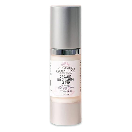Glimmer Goddess Organic Anti-Aging Serum with Niacinamide Vitamin B3, Tightens Pores, Reduces Wrinkles with 5% Niacinamide: A Miracle for Your Skin, 1 oz
