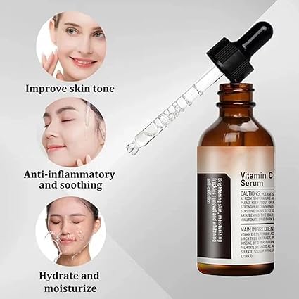 2PCS Vitamin C Facial Serum Essence, Hydration, Skin Moisturized, Vitamin C Serum, Anti Aging & Wrinkle Facial Serum（30ml / 1.01oz）