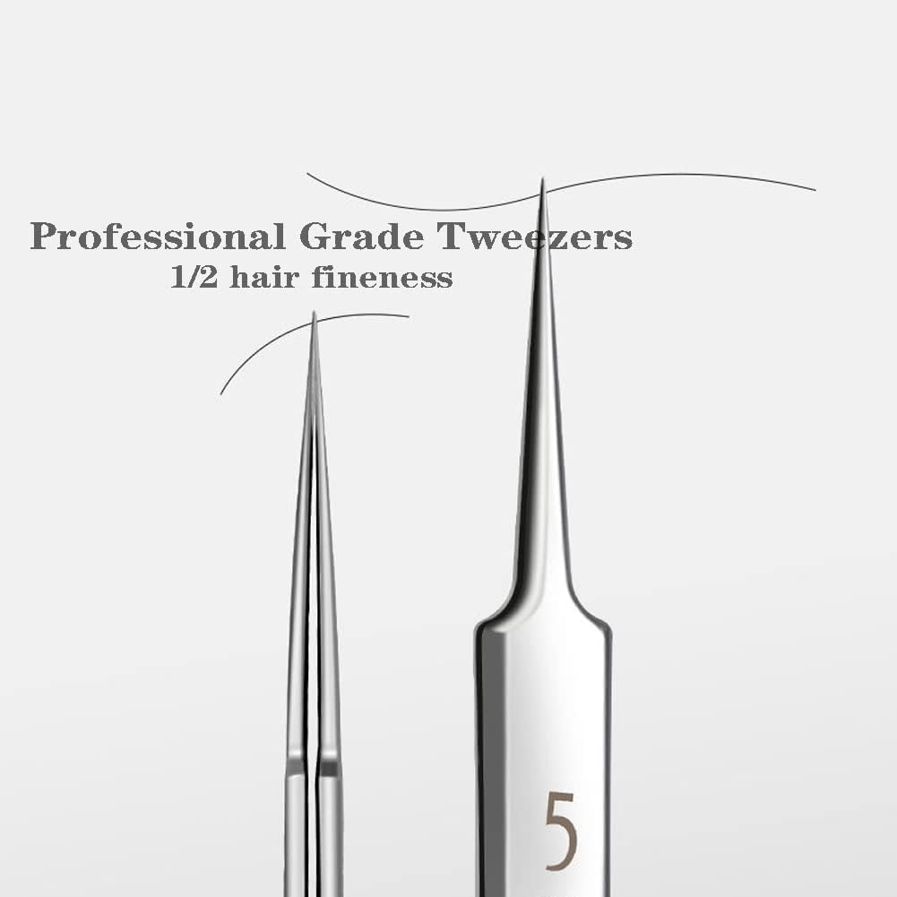 Professional Facial Blackhead Remover Tweezers,3Pcs Precision Pimple Popper Tool Kit for Whitehead Ance Blemishs Comedones Stainless Steel Makeup Tool - Glossy