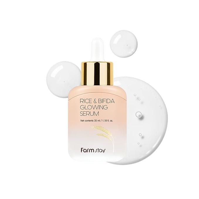 Farmstay Rice & Bifida Glowing Serum, Dark Spot Remover Correcting for face with Niacinamide, for Women & Men, Korean Skin Care, 1.18 Fl. Oz.