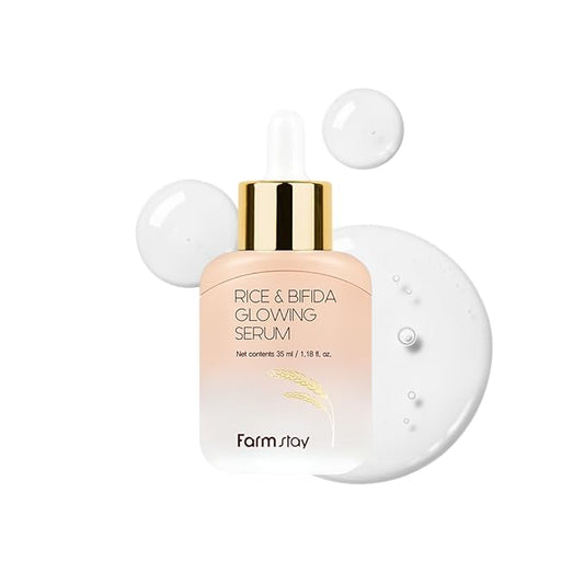 Farmstay Rice & Bifida Glowing Serum, Dark Spot Remover Correcting for face with Niacinamide, for Women & Men, Korean Skin Care, 1.18 Fl. Oz.