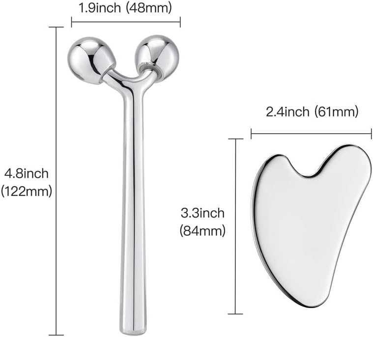 Tekson Facial Roller Massager, 3D Metal face Massage GuaSha Tool for Eye Reduce Puffiness, Face Lift, Anti-Aging, Skin Tightening