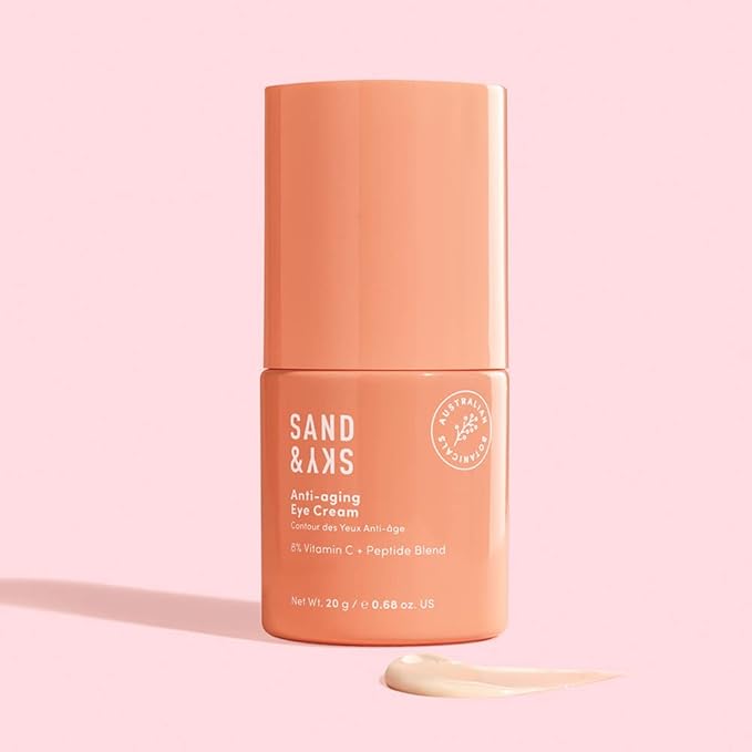Sand & Sky Australian Essentials Anti-Aging Eye Cream with Peptides & Vitamin C - Under-Eye Brightening Formula, Reduces Dark Circles & Puffiness