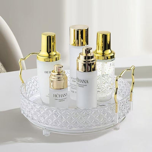 360 Rotating Makeup Organizer for Vanity, Adjustable Perfume Organizer for Dresser, Multi-Function Spinning Cosmetics Skincare Storage for Bedroom, Dresser, Countertop, Clear