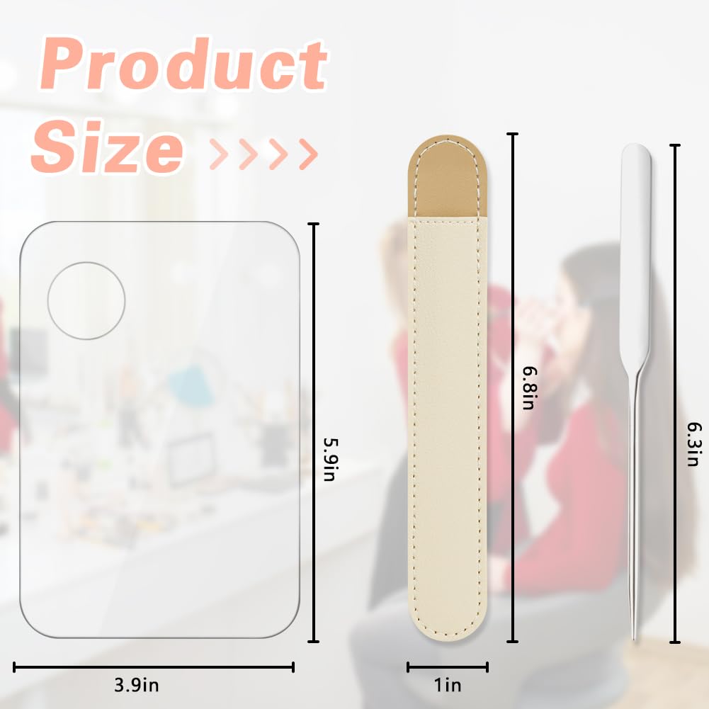 Acrylic Cosmetic Makeup Palette, Mixing Tray with Makeup Spatula&Leather Case, Professional Cosmetic Mixing Palette for Beauty Salon Mixing Eye Shadow/Lipsticks/Nail Art/Foundation