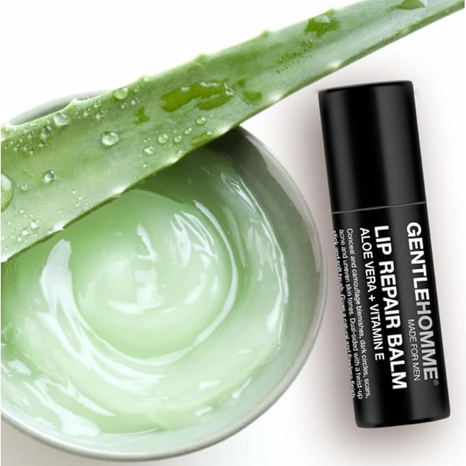 Lip Repair Balm - Men’s Lip Balm with SPF 15 - With Aloe Vera & Vitamin E - Repair & Hydrate Dry, Cracked, Chapped Lips - Long-Lasting Moisture - Clear Balm - Lip Care - Vegan - 3 Pack