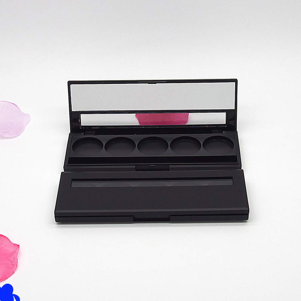 Beaupretty Eyeshadow Packaging Box Empty 5-Color Makeup Palette with Mirror Portable Cosmetic Organizer for Travel and Home Storage