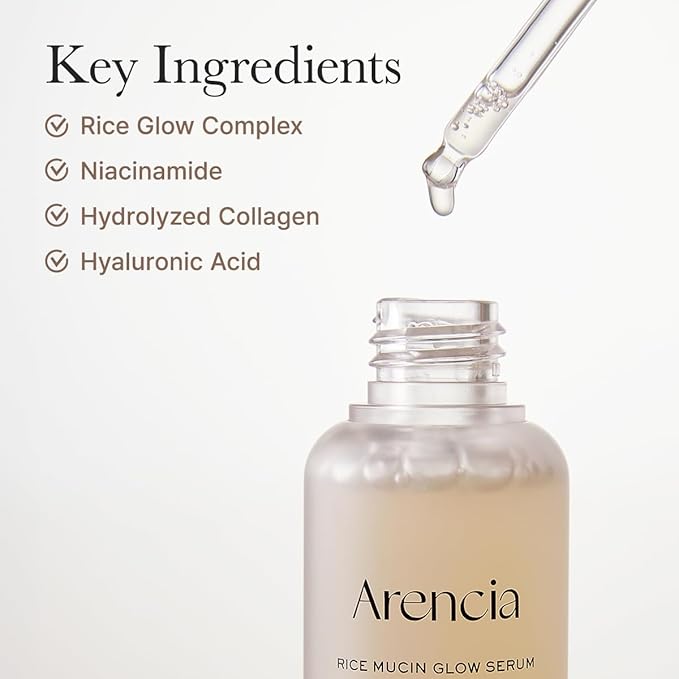 Rice Mucin Glow Serum, Collagen + Hyaluronic Acid & Niacinamide, 1.01 fl oz