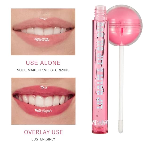 Lip Gloss and Lip Balm Combo, Magic pH Color Changing Lipstick & Vitamin E Clear Lip Oil Combo, Hydrating Plumping Lip Care Product for Girls(Blue)