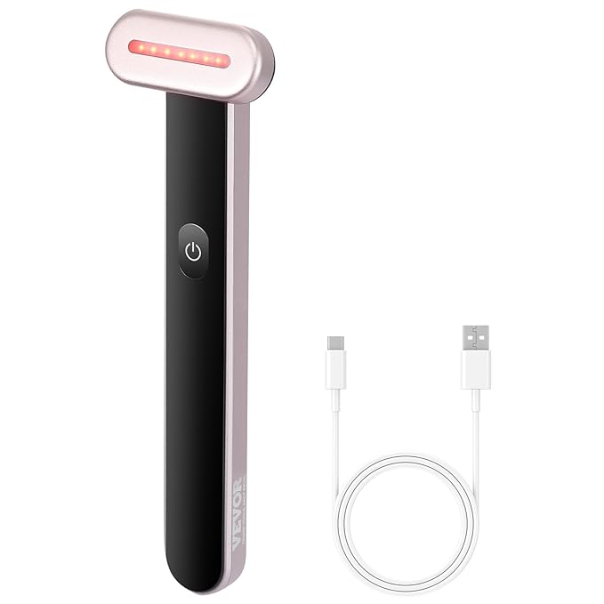 VEVOR Red Light Therapy Wand for Face, 7-Color LED Facial Wand Red Light Therapy Device with Heatig Therapy| Microcurrent Vibrating Massage, Portable LED Beauty Wand for Face, Neck