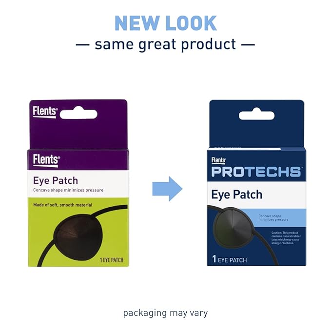 Flents Eye Patch, Black, Concave Shape for Pressure-Free Comfort, One Size Fits Most, Lightweight & Adjustable Strap, Ideal for Eye Protection, Amblyopia Treatment, or Post-Surgery Recovery