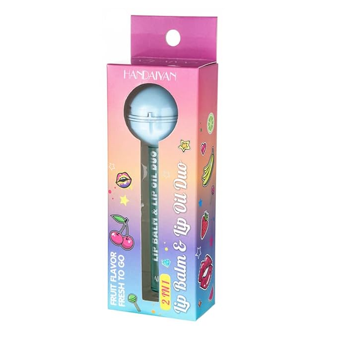 Lip Gloss and Lip Balm Combo, Magic pH Color Changing Lipstick & Vitamin E Clear Lip Oil Combo, Hydrating Plumping Lip Care Product for Girls(Blue)