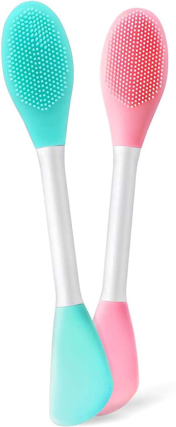 Facial Cleansing Brush,2 in 1 Silicone Face Scrubber for Exfoliating,Massaging,Remove Blackheads,Deep Pore Cleansing,DIY Mask