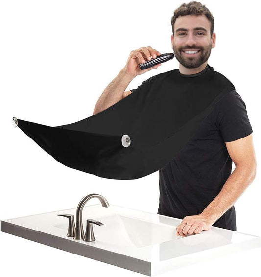 Beard Trimming Catcher Beard Bib Birthday Gifts For Men For Men With 2 Suction Cups Waterproof Non-Stick For Shaving And Trimming Grooming Accessories(Black)