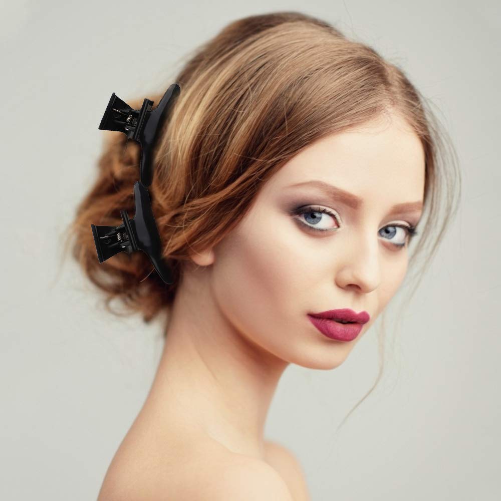 Ondder Hair Clips for Styling Sectioning Black Butterfly Hair Clips Clamps Claws Pro Salon Hair Clips for Cutting, Styling, Sectioning, Coloring Hair styling Clips Butterfly Clips Hair Accessories for