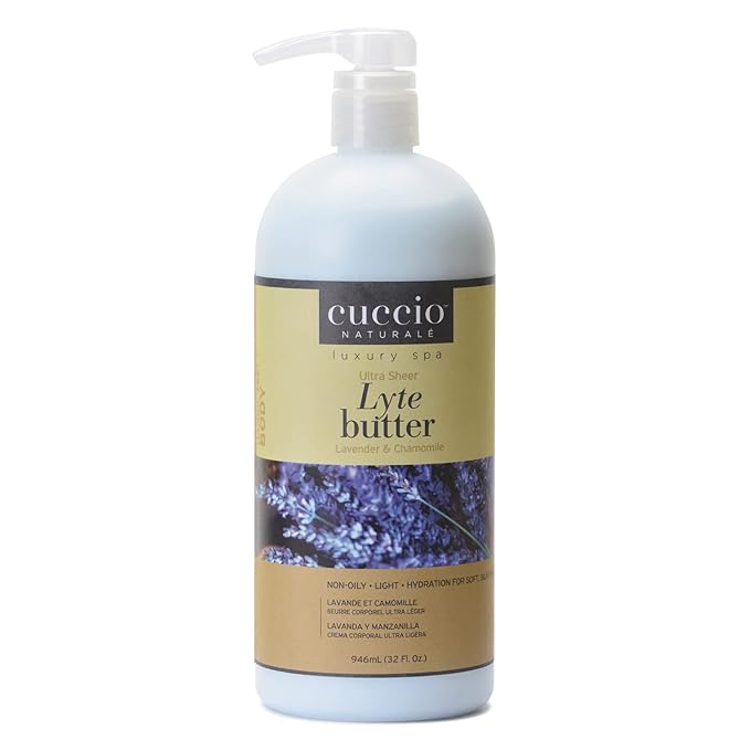 Cuccio Naturale Lyte Ultra-Sheer Body Butter Duo: White Limetta & Aloe Vera and Lavender & Chamomile – 32 oz Each – Lightweight, Deep Hydration for Silky Smooth Skin