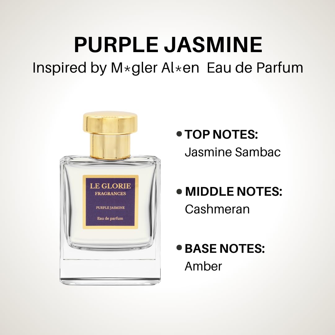 Inspired by M.glers Al.en Eau de parfum, Purple Jasmine EDP, Long Lasting 12-14 Hours Perfume Spray for Women, All Skin Types, Cruelty Free - 1.7 oz 50ml