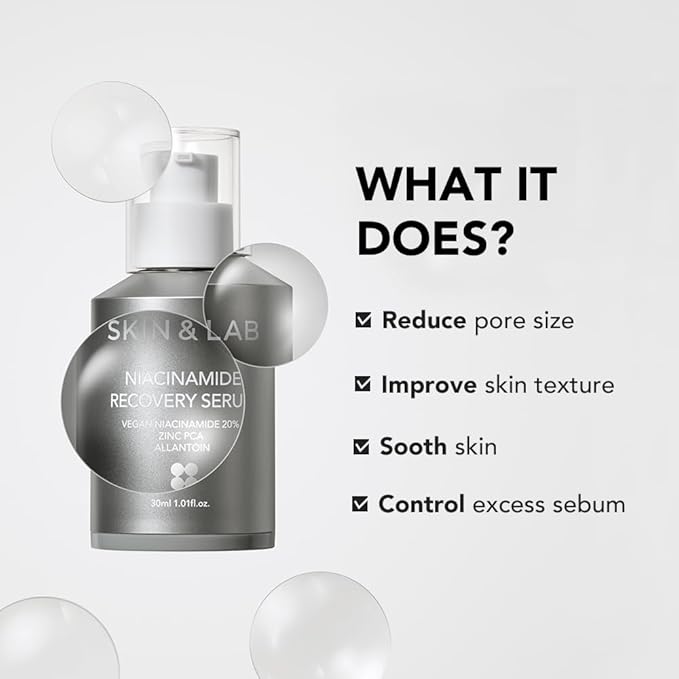 [SKIN&LAB] Crow Feet and Pore Care Vegan Skincare Set: Includes Bakuchiol Eye Serum and Niacinamide Serum