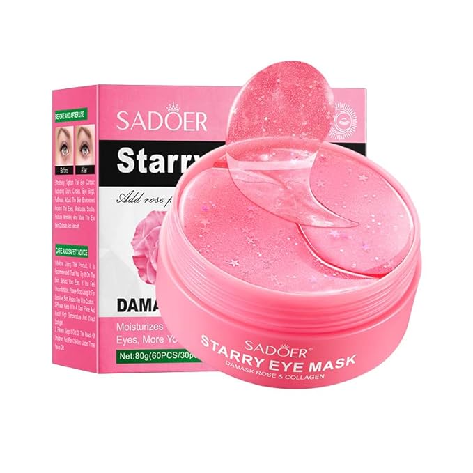 60pcs/30pairs Rose Hyaluronic Acid Eye Masks,For Moisturizing Eye Patches, Firming Eye Skin, Smoothing Fine Lines, Starry Eye Masks, More Youthful 80g.