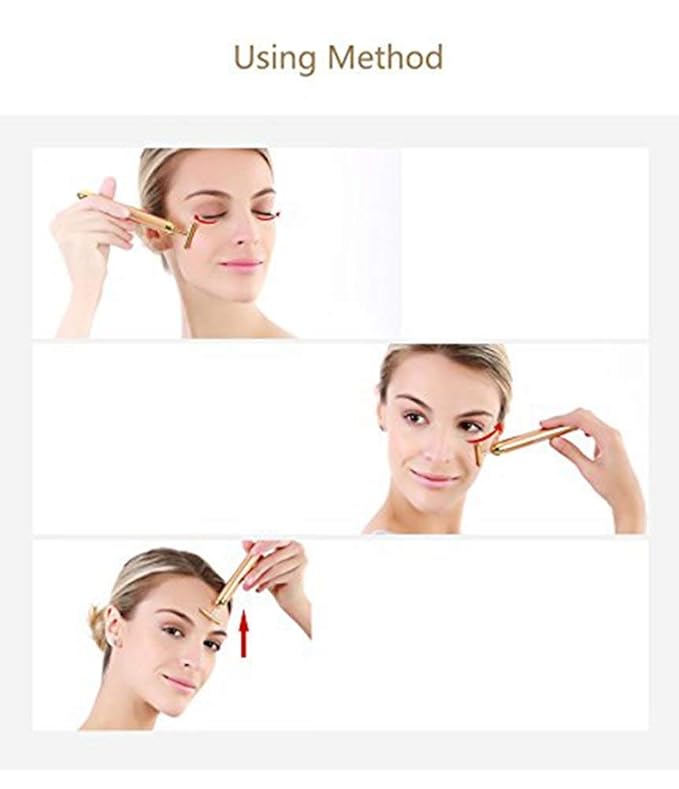 Beauty Bar 24k Golden Pulse Facial Massager, T-Shape Electric Sign Face Massage Tools for Sensitive Skin Face Pull Tight Firming Lift
