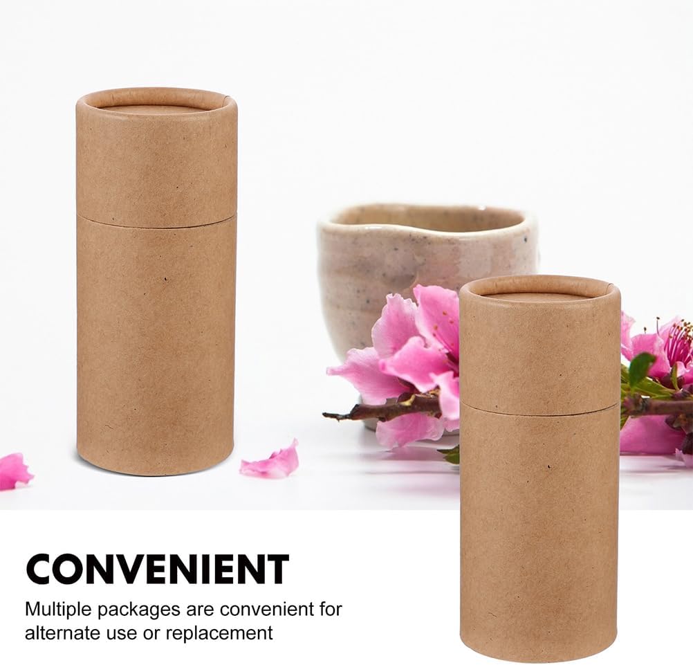 GLEAVI Empty Kraft Paper Jar Tube 15Pcs Round Paperboard 30ml Essential Oil Bottle Packaging Box Cardboard Deodorant Containers Brown Lipstick Boxes