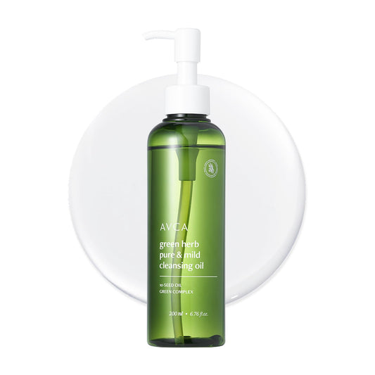 AVCA Green Herb Blackhead Cleansing Oil — Makeup & Blackhead Remover, Plant-Based Oils with Vitamin E & Squalane, Lightweight Pore Cleanser, Korean Skincare for Normal/Oily Skin, 6.76 fl oz (200 mL)