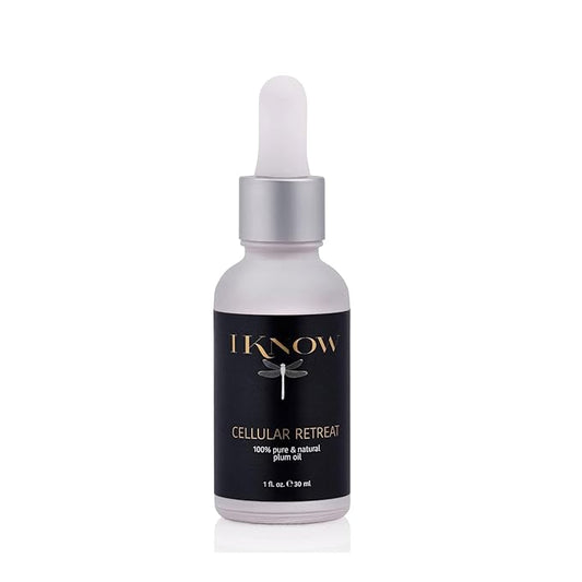 IKNOW CELLULAR RETREAT 100% Pure and Natural Plum Oil Skincare, Pro-Aging Plum Oil Treatment, Facial Serum for Skin Rejuvenation and Renewal, (1oz)