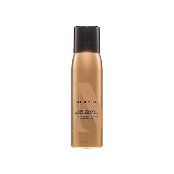 Morphe Continuous Prep & Set Face Mist - Hydrating Setting Spray for Makeup & Skin Prep - Enriched with Ceramides and Antioxidants for a Radiant Finish (2.8 oz)