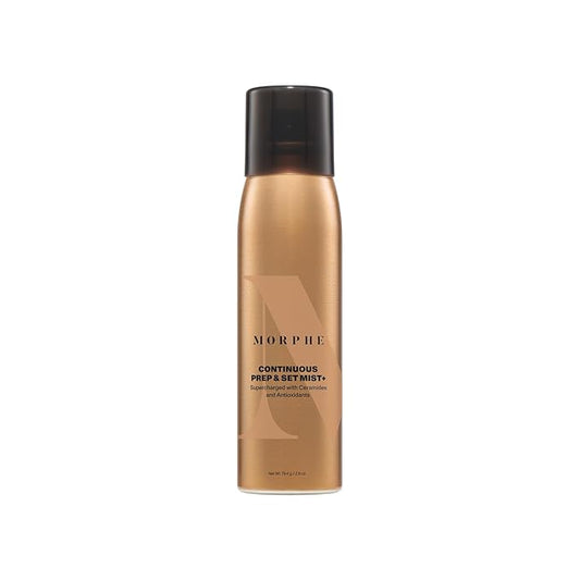 Morphe Continuous Prep & Set Face Mist - Hydrating Setting Spray for Makeup & Skin Prep - Enriched with Ceramides and Antioxidants for a Radiant Finish (2.8 oz)
