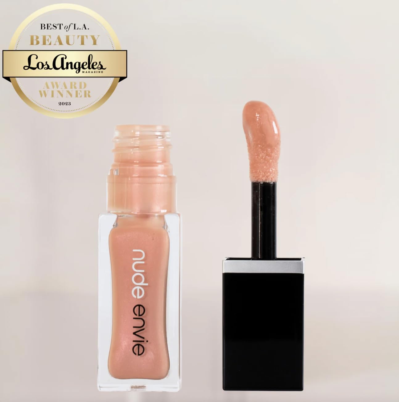 nude envie - Lip Gloss - High-Shine Finish - Moisturizing & Easy Application - Luxury Hydration - Non-Sticky Formula - With Vitamin E & Glycine Soja Oil - Vegan, Paraben-Free & Cruelty-Free - Shimmer