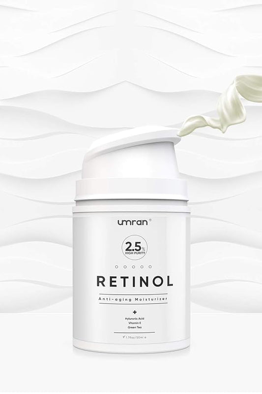 Umran Premium Retinol Cream, Anti-Aging Moisturizer Cream 2.5% for Face and Eye Care, Anti-Wrinkle Essence with Hyaluronic Acid, Day and Night Cream, Vitamin E and Green Tea, 50ml, 1.7 Fl.Oz…