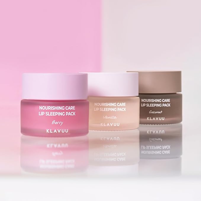 Klavuu Lip Mask Set (2PCS) – Overnight Deep Hydrating Korean Lip Balm Treatment for Very Dry, Chapped Lips | Lip Lightening & Plumping with Instant Hydration | Gentle Exfoliating (Berry & Berry)