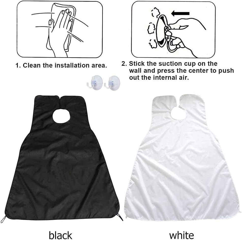 Beard Trimming Catcher Beard Bib Birthday Gifts For Men For Men With 2 Suction Cups Waterproof Non-Stick For Shaving And Trimming Grooming Accessories(Black)