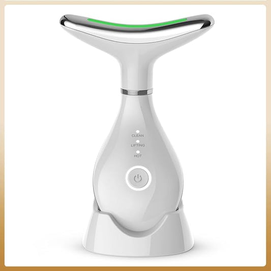 Home face and Neck Anti-Wrinkle and Anti-Aging Beauty Tool, Convenient 3-in-1 Skin Care Facial Massager, Face Shaping Tool, Vibration for Daily use at Home (White)