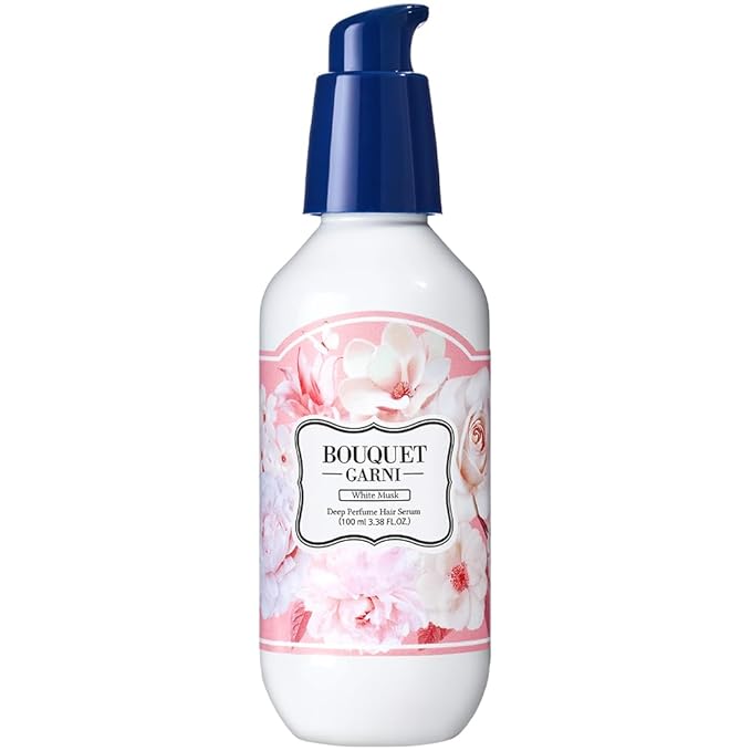 BOUQUET GARNI Deep Perfume Hair Serum White Musk Fragrance - Anti-Frizz Hair, Quick Absorption, Long-lasting (Containing Amino acids, Proteins, Hyaluronic Acids, Vegan Oils) - 3.4 oz