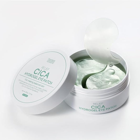 TENZERO Relief Cica Hydrogel Eye Patch (60 pairs, 90g), Centella Treatments for Puffy Eye, Fine Lines, Soothing, Eye Puffiness Reducer, Hydrating Eye Pads, Korean Under Eye Masks Skincare