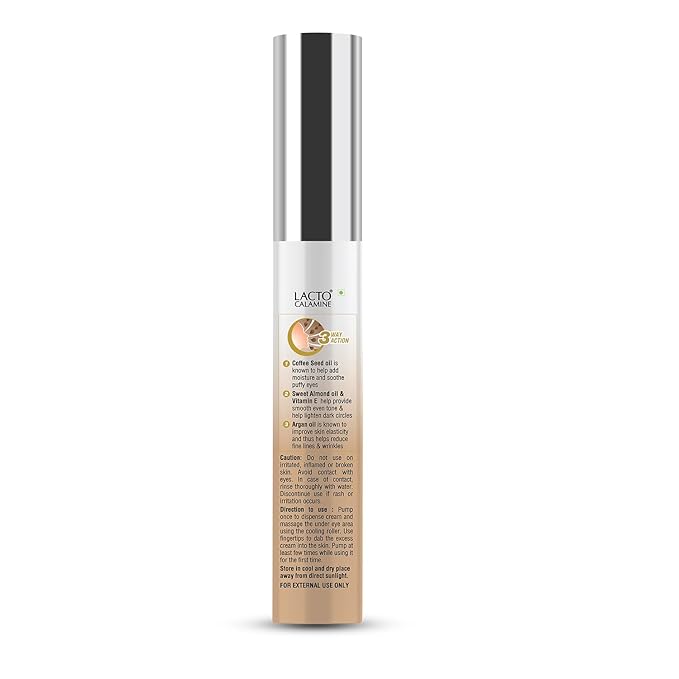 Under Eye Cream For Dark Circles for Women & Men | Fine Lines & Puffy Eyes With Cooling Massage Roller | 15g | With Coffee Oil, Multi-Peptides, Niacinamide, & Vitamin E