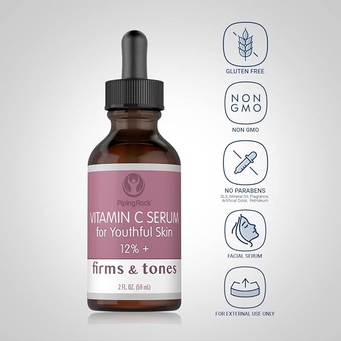 Piping Rock Vitamin C Face Serum | 2 fl oz | Firming and Toning for Skin | Paraben and SLS Free
