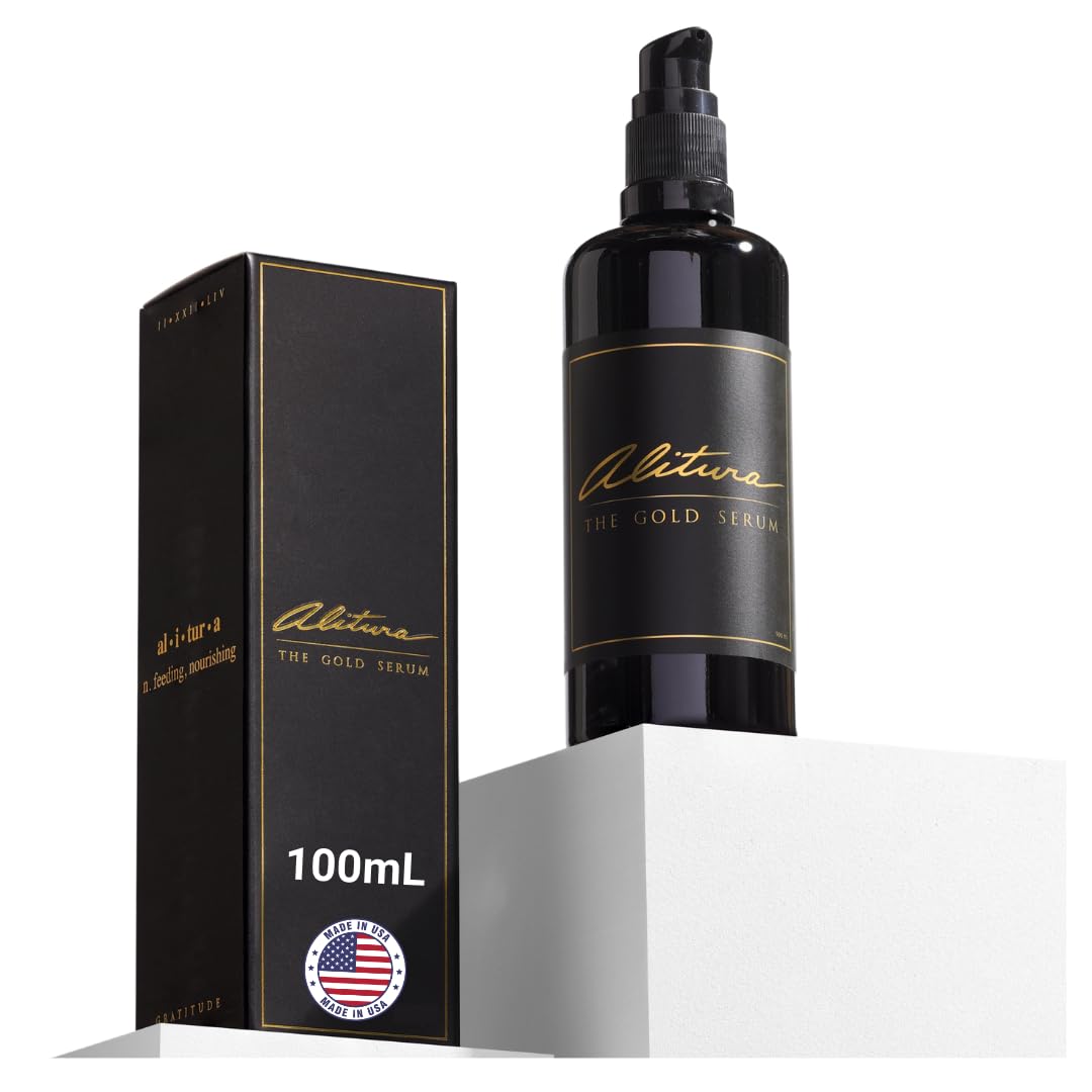 Alitura Anti-Aging Peptide & Collagen Gold Serum for Face – with Vitamin A, CoQ10 & Astaxanthin – Korean-Inspired Hydrating Serum for Wrinkles, Radiance & Firmness – 100ml