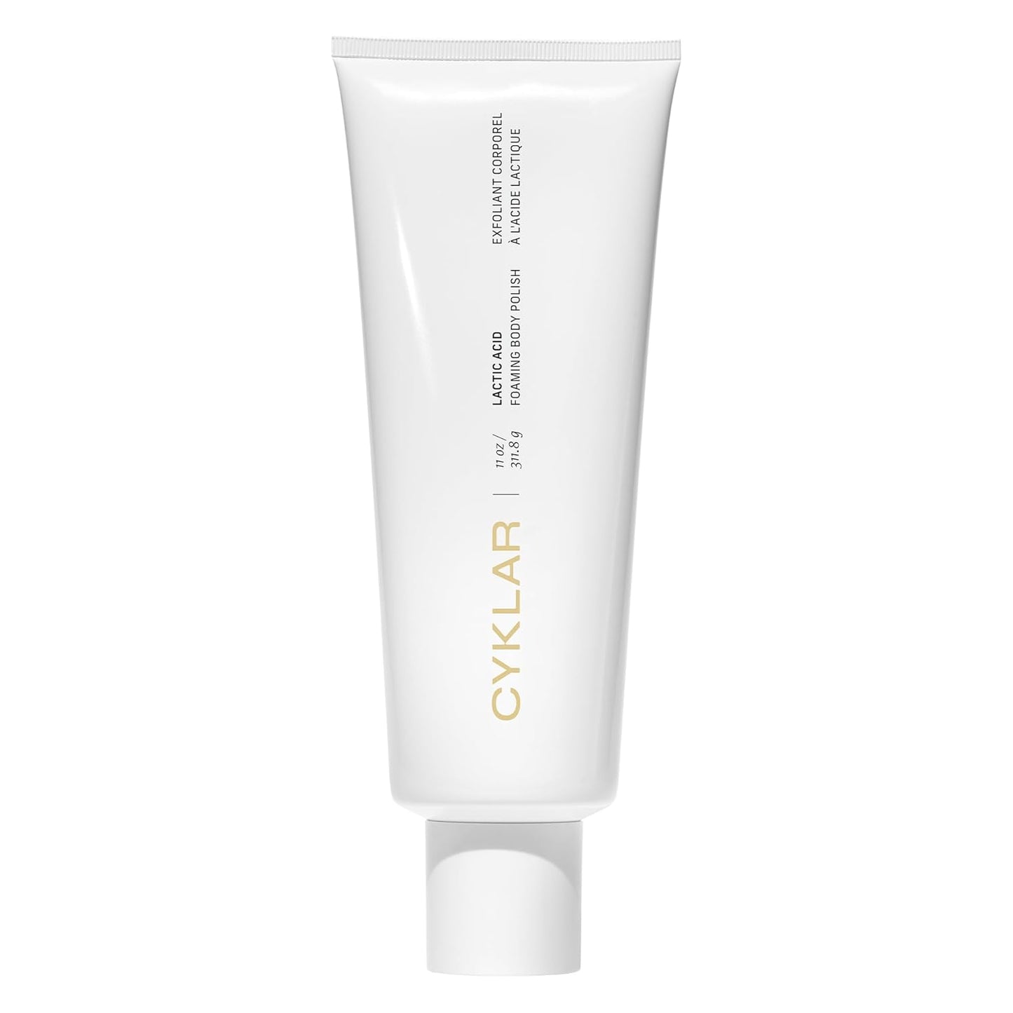 Cyklar Lactic Acid Foaming Body Polish – Exfoliating Body Wash with Chemical & Physical Smoothers – Includes Glycerin Hydration, Mandelic Acid & Volcanic Pumice. Fragrance-Free, 11 fl oz