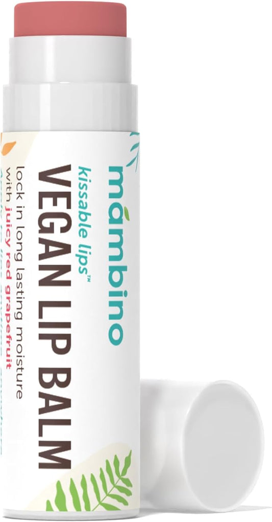 Mambino Organics Kissable Lip Balm, Moisturizing Glossy Vegan Lips, Juicy Red Grapefruit, 7 g