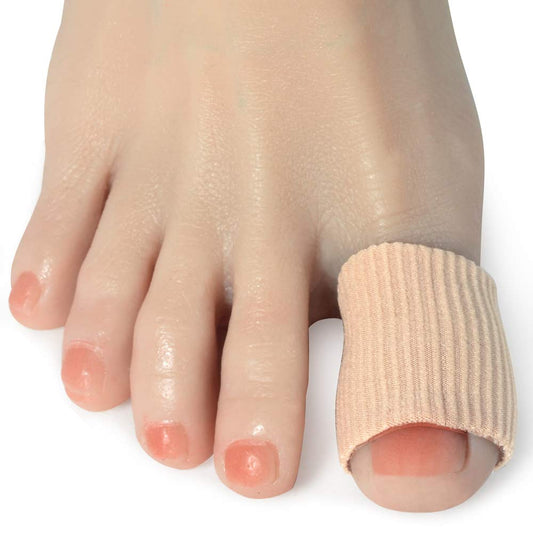 Cuttable Toe Tubes Sleeves 5 Pack Large Size, Made of Elastic Fabric Lined with Silicone Gel. Toes Sleeve Protectors Relief Toe Pressure Pain, Corn and Calluses Remover