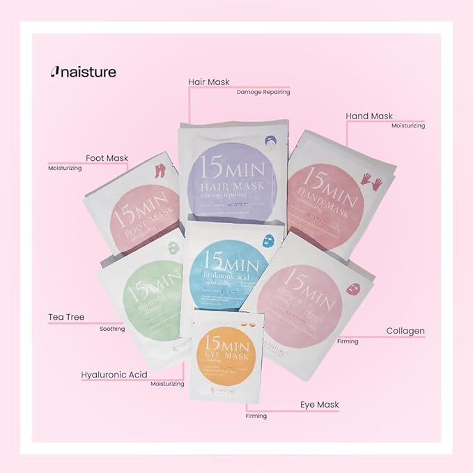 Pamper Me Kit & Be Bare Peachy Jelly Ball Cleanser, Korean Face Wash and Masks Self Skin Care Gifts for Moisturizing, Protectant, Exfoliation and Hydrating -Fresh Aqua (7 pc and 1.41oz)
