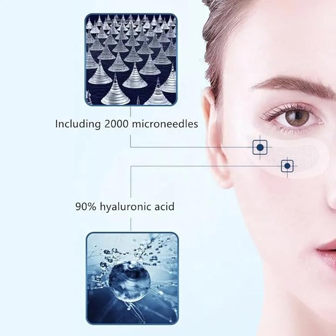2 Pack Dissolving Microdart Eye Patches with Hyaluronic Acid & Peptides - Target Fine Lines & Wrinkles, Hydrate & Rejuvenate Skin, 2 Pair