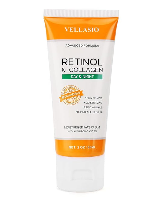 Retinol Cream for Face Moisturizer,Anti-Aging Collagen for Tightening Skin,Day & Night Face Collagen Cream,Anti Wrinkle for Women and Men - 60ml
