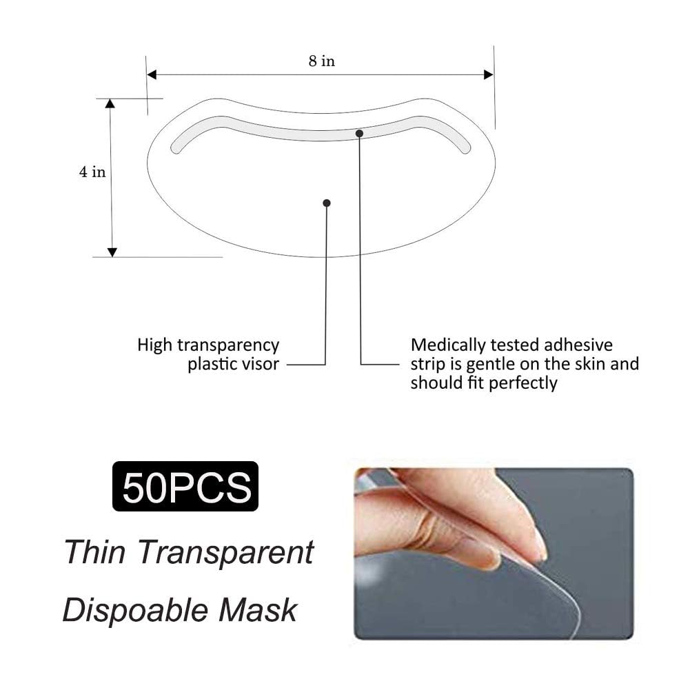 EBANKU 50 Pcs Microblading Shower Face Shields Visors, Disposable Face Shields Masks Makeup Eye Shield for Hairspray Salon Supplies and Eyelash Extensions Eye Eyelid Surgery Aftercare