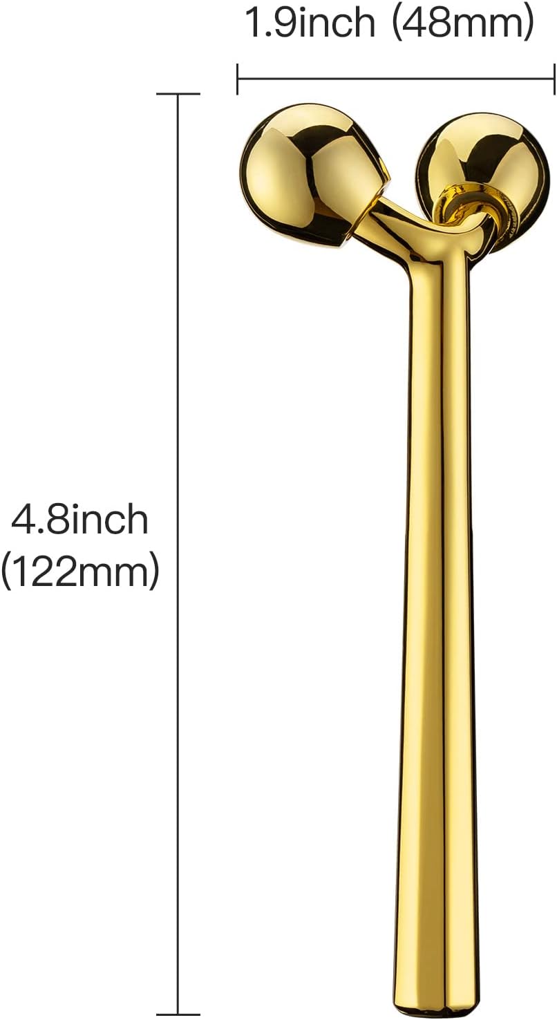 Tekson Facial Roller Massager, 3D Metal face Massage Tool for Eye Reduce Puffiness, Face Lift, Anti-Aging, Skin Tightening (Gold